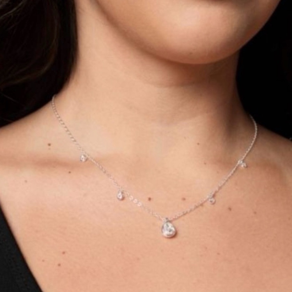 NEW Ettika Crystal Drop Silver Plated Necklace